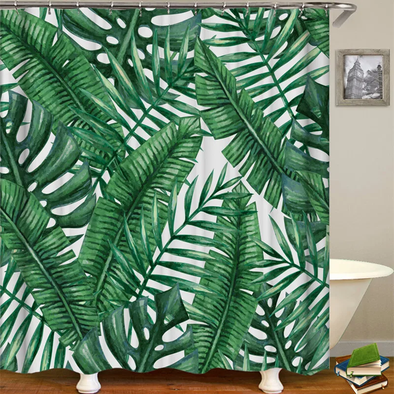 Тропические растения полиэстер ткань ванна шторка для ванной украшения
