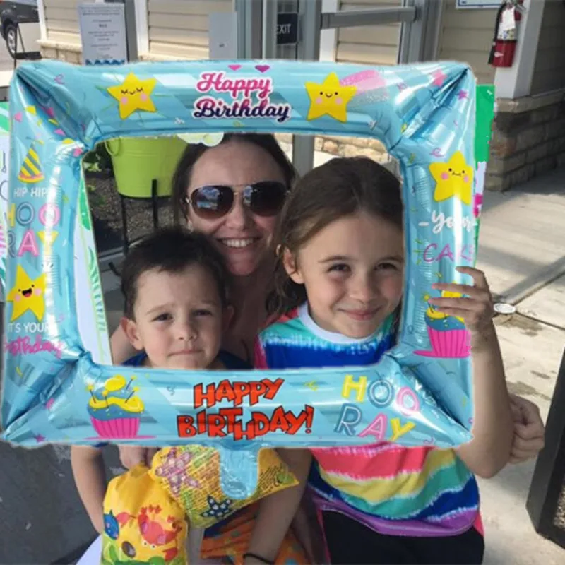 Алюминиевая фольга с днем рождения Фольга Воздушный шар фоторамка для дня