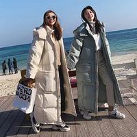 cotton jacket womens 2021 korean fashion winter parkas hooded jackets female over knee long warm bread loose thick padded coat