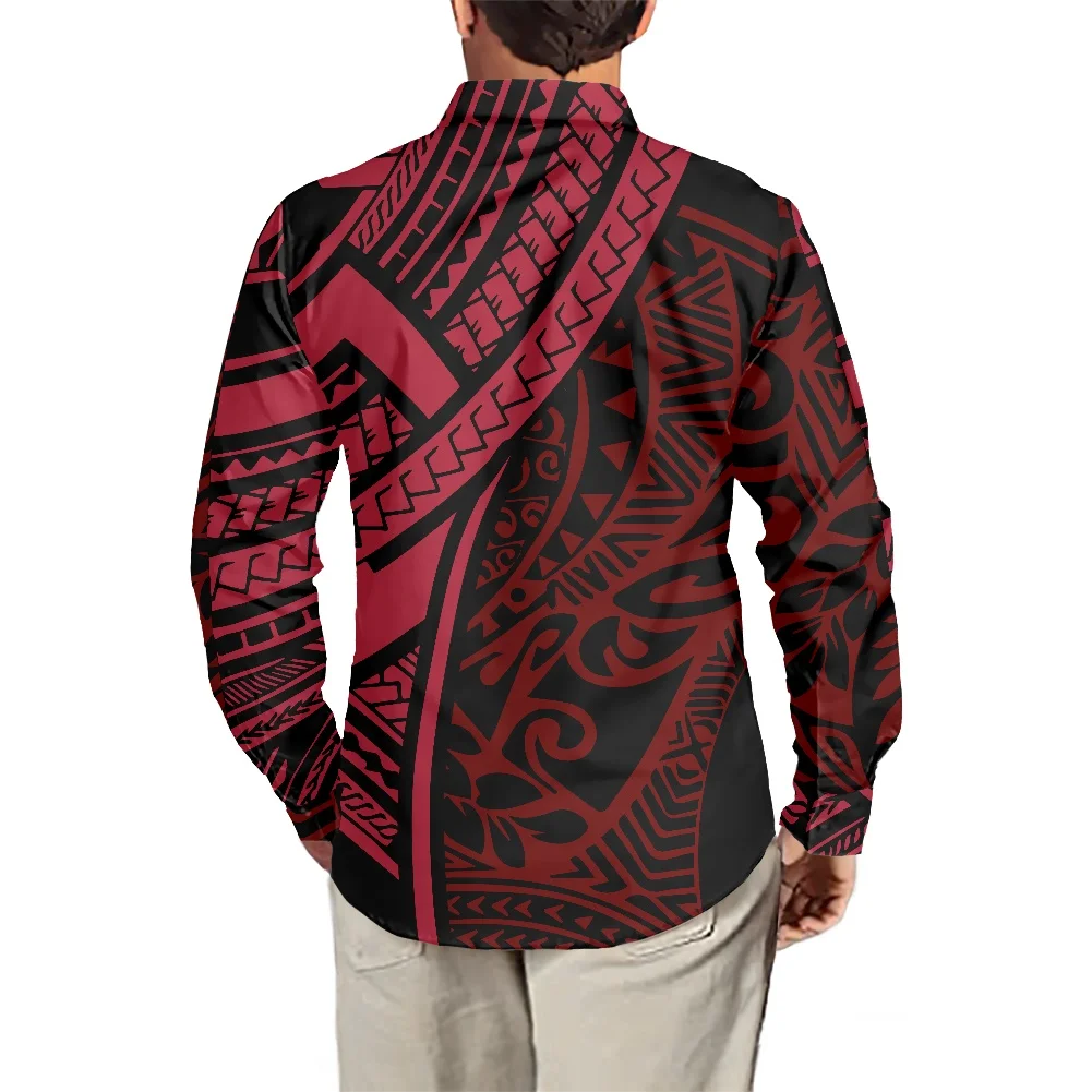 Оптовая продажа мужские рубашки HYCOOL повседневные красные/черные с длинным