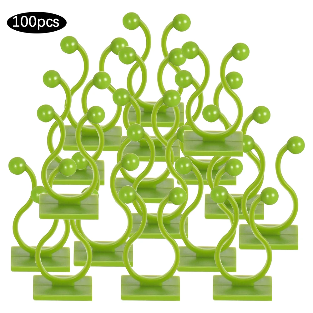 

100PCS Climbing Plant Clips Green Vine Wall Fixture Self-Adhesive Fastener Vine Support For Garden Wire Climbing Plants