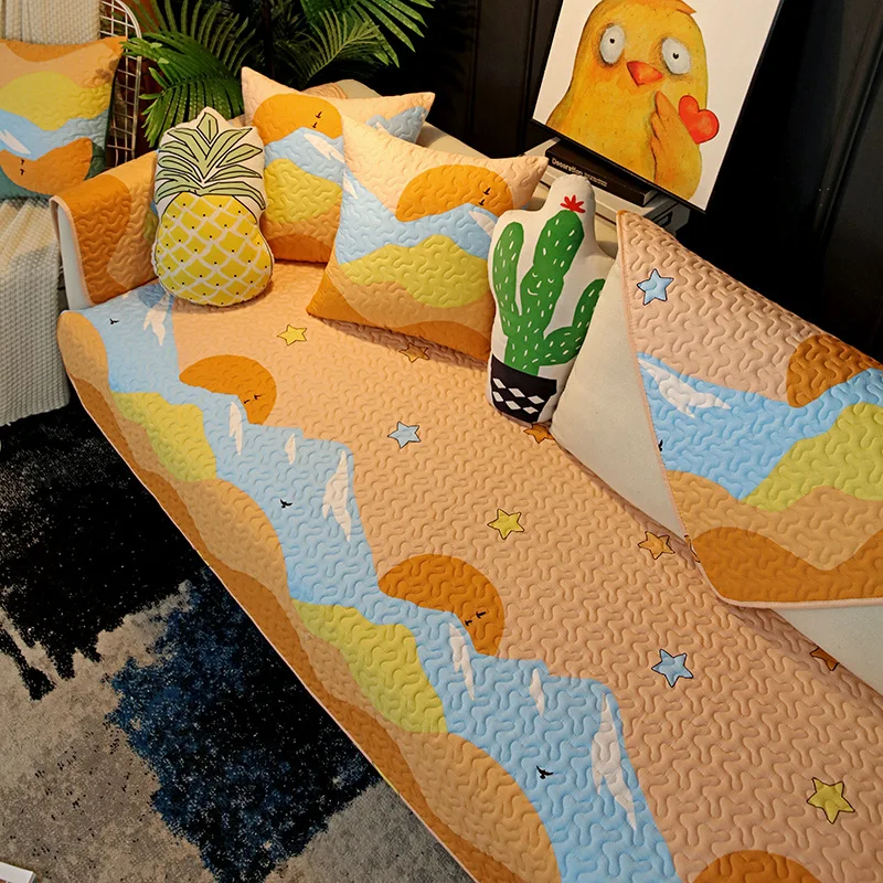 Sofa Towel Cushion Couch Cover Embroidery Four Season Universal Slipcover White Non-slip Cloth Covers Seat for Living Room | Дом и сад