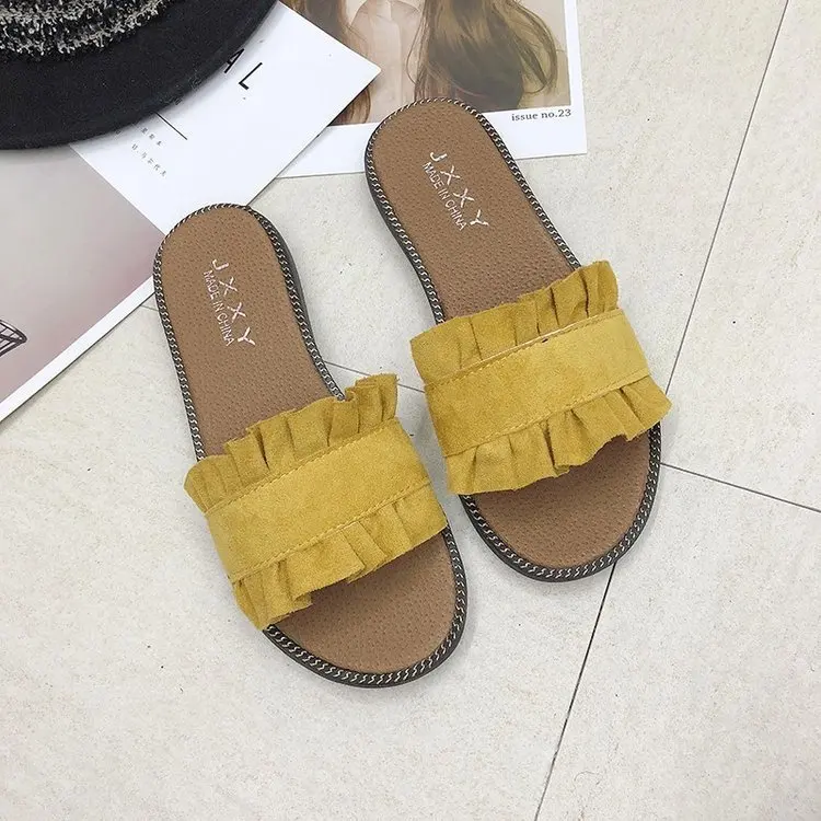 Summer Women Slippers Outdoor Sexy Flat Female Slides Fashion Ladies Beach Shoes 5 Colors New Arrival Pleated Casual Footwear