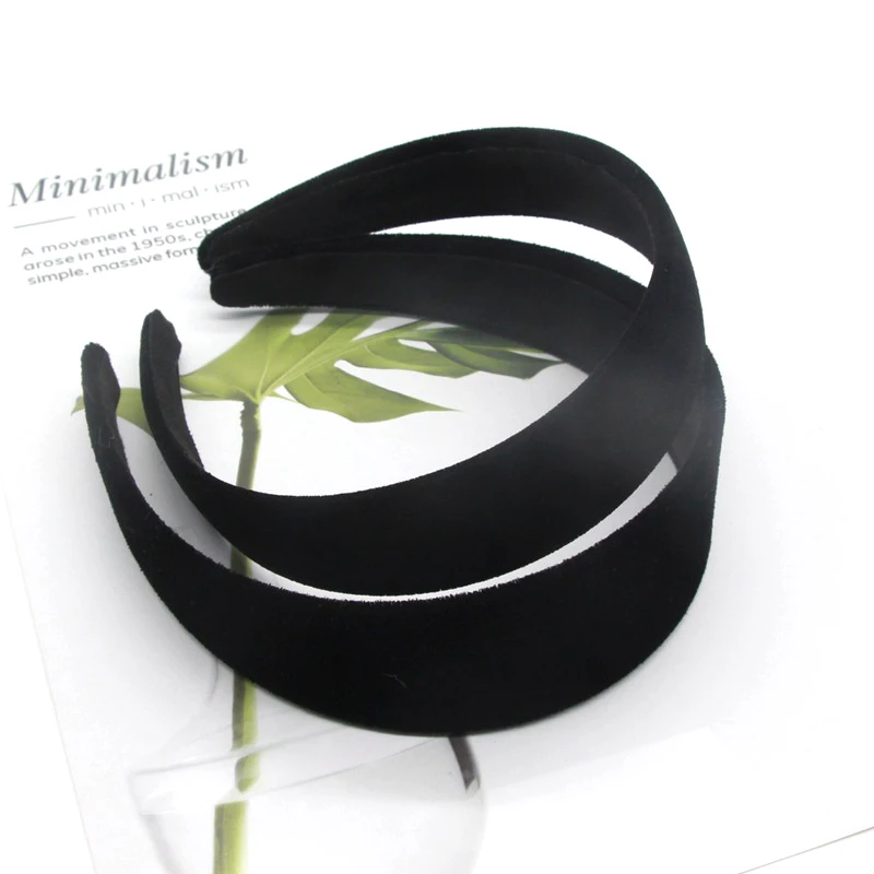 

1pc Black Velvet Satin Headband Base Bezel 4cm Wide Baroque Classic Hair Hoops DIY Women Hair Accessories For Jewelry Findings