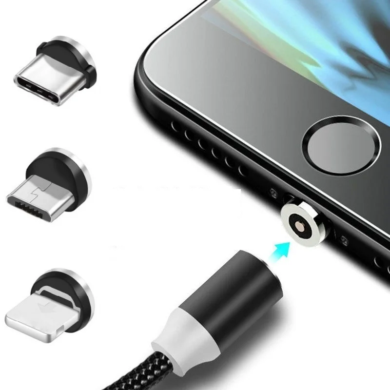 Круглый металлический Магнитный телефон аксессуары типа C/Micro USB/8-контактный