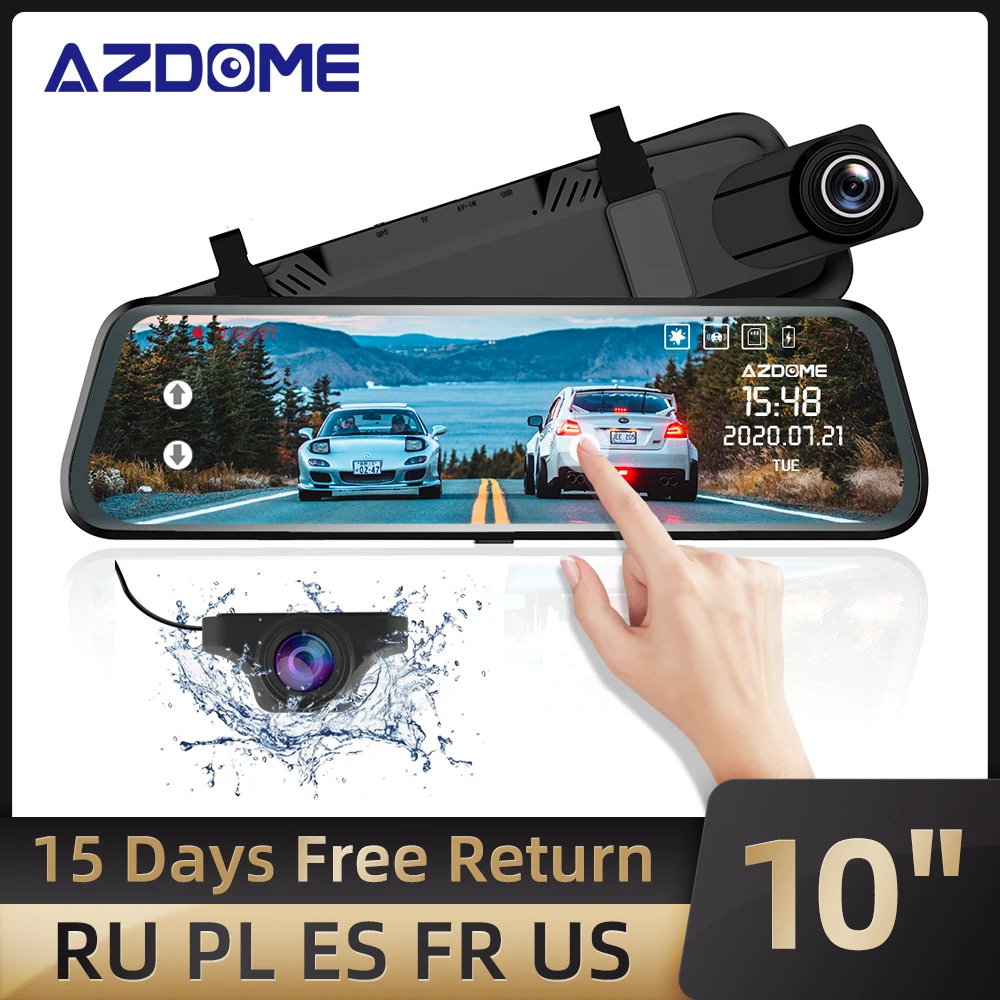 

AZDOME PG02 10 " полноэкранная сенсорная камера ADAS видеорегистратор камера заднего вида для авто автотовары зеркало видеорегистратор автомобиль ...