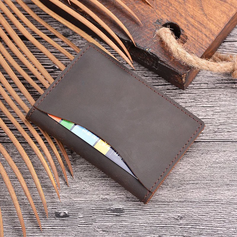 Держатель для визиток из коровьей кожи винтажный минималистичный кошелек