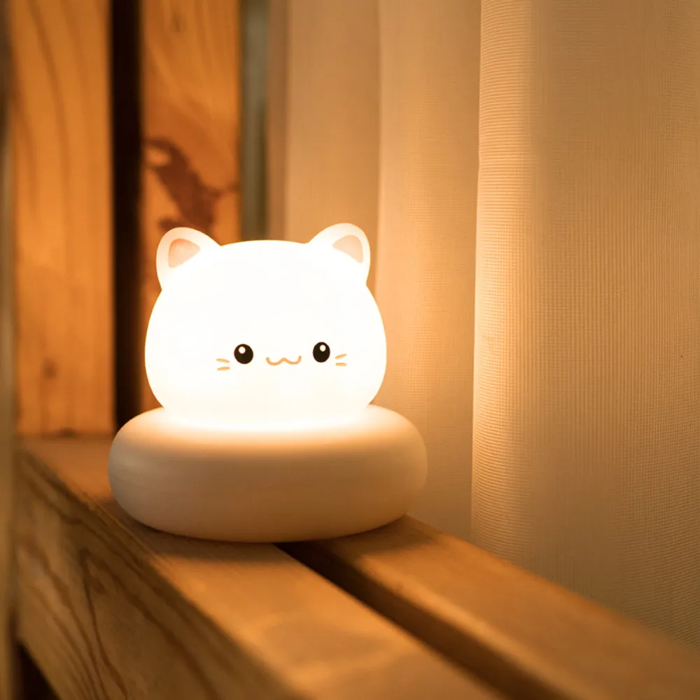 

2021Cute Cartoon Pet Kids Gift Pat Control Animal LED Night Light Home Decor USB Rechargeable