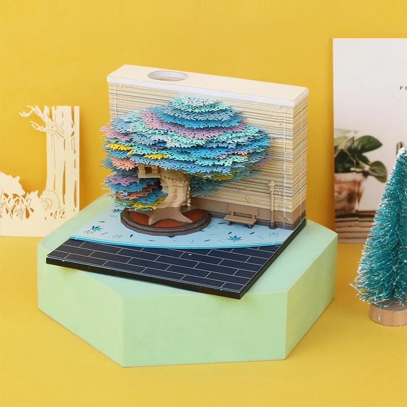 Omoshiroi Block 3D Notepad Novel Mini Scrapbooking Stationery Promotional Christmas Tree Gift Decoration Party Giveaway Box | Дом и сад