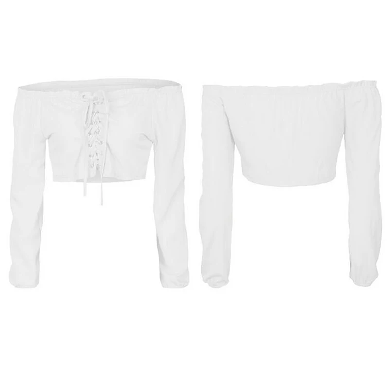 Новинка 2020 сексуальный женский Топ с длинным рукавом открытыми плечами вырез