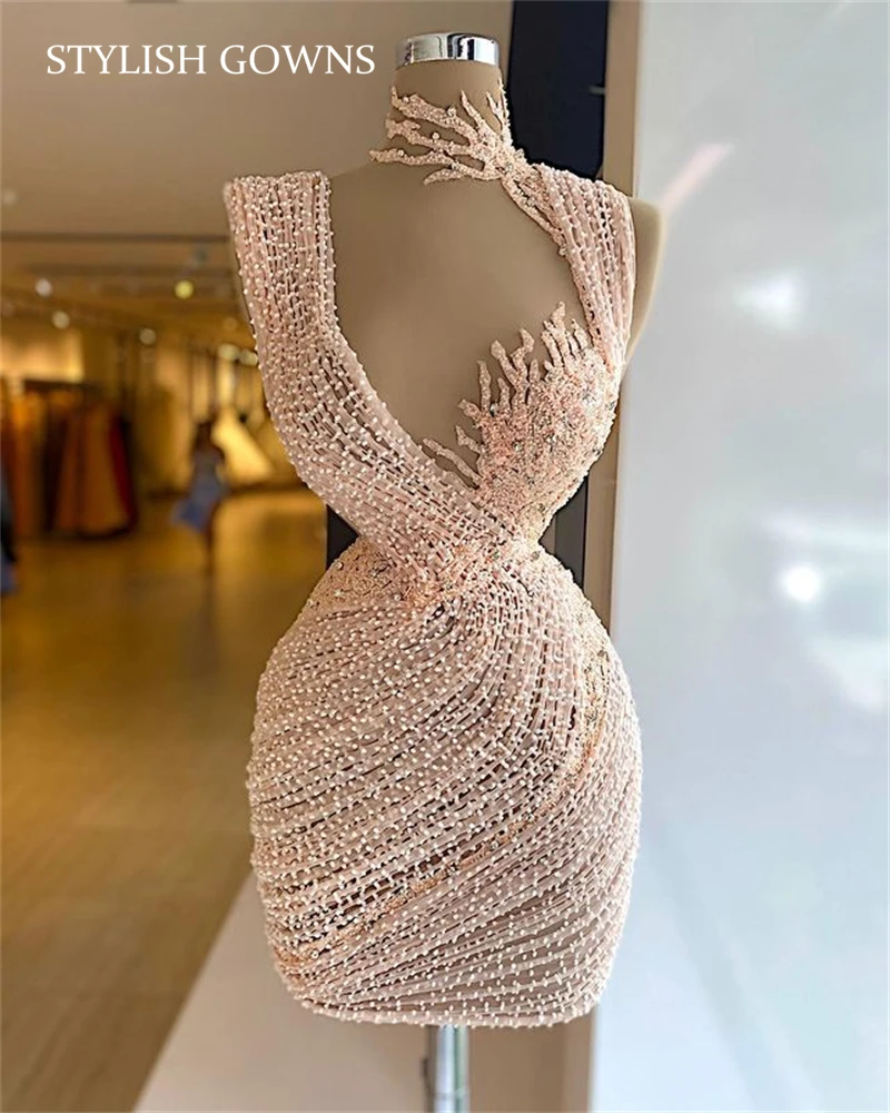 

High Neck Short Mermaid Prom Dresses 2021 Party Gowns Mini Cocktail Homecoming Robe De Soiree