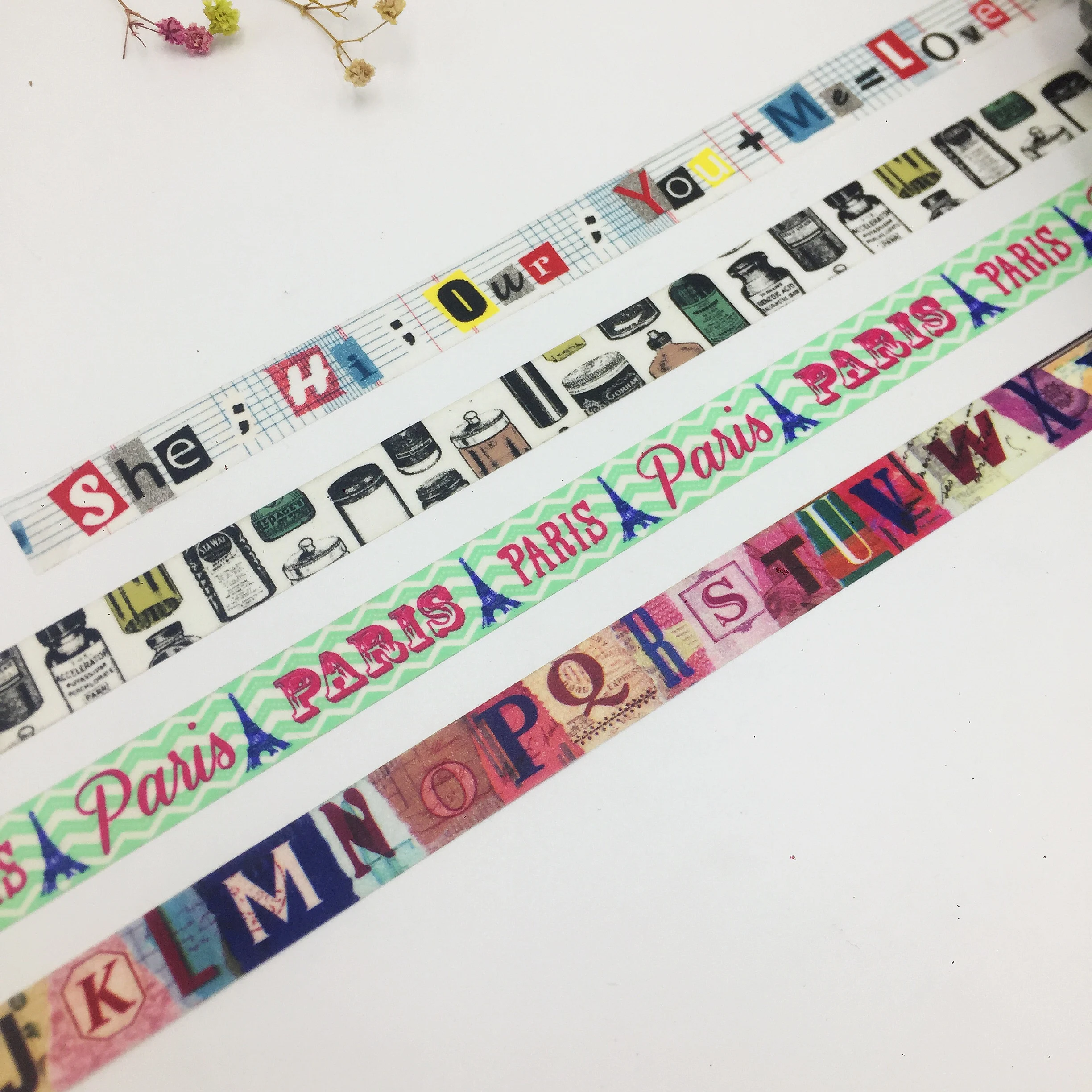 Красивая бумажная лента washi/15 мм * 10 м для письма/бутылки желаний/парижская башня