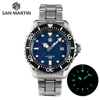 san martin men diver watch 44mm luxury classic high quality pt5000 sw200 automatic mechanical watches sapphire date 20bar lumed