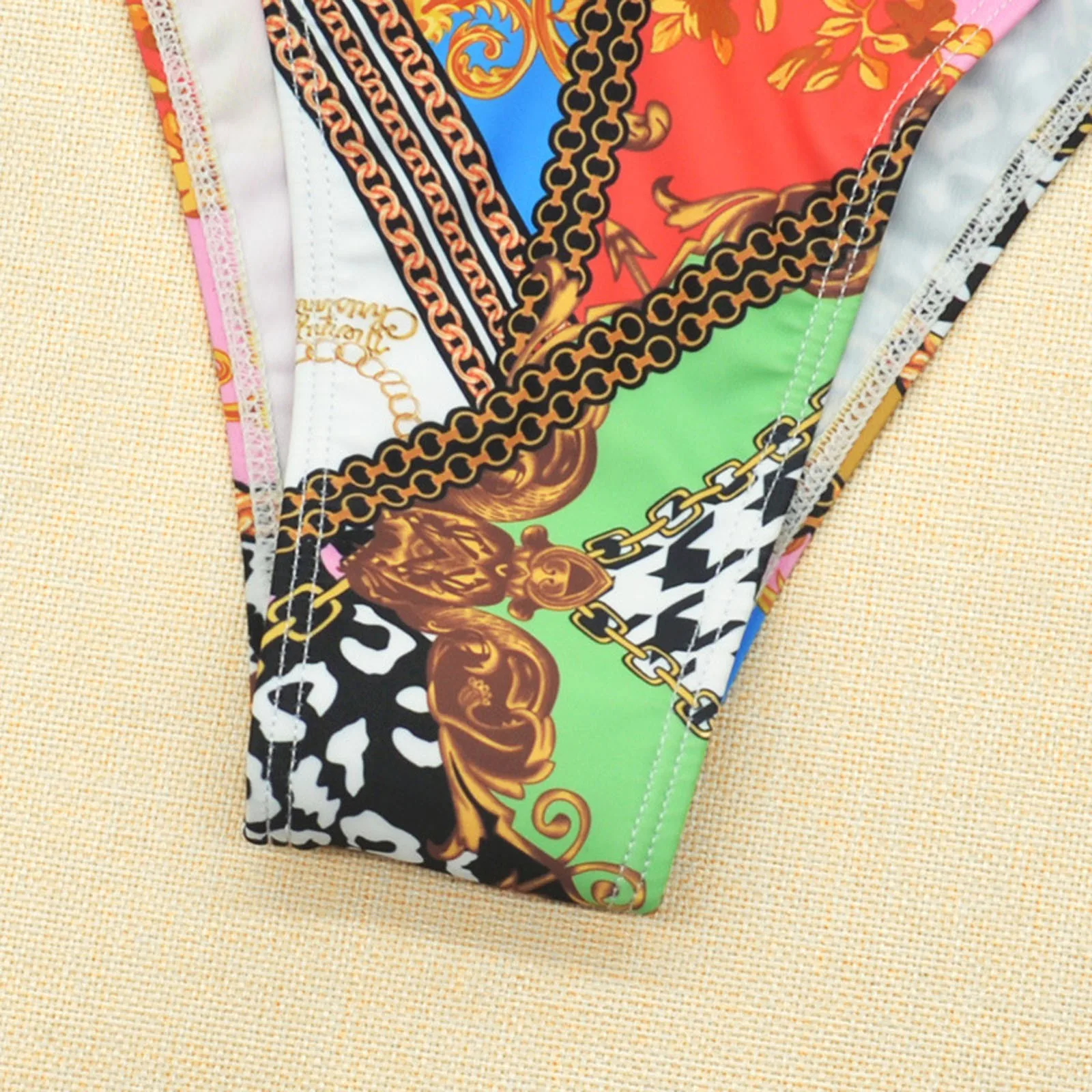 

Ruffle Hanging Neck Halter Bikini Female Swimsuit Women Swimwear Two-pieces Bikini Set Mid Waist Bather Bathing Suit Swim