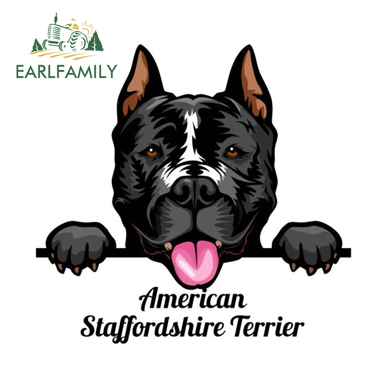 

EARLFAMILY 13 см x 12,3 см для американского Стаффорда терьера, головы собаки, автомобильные наклейки, модные простые наклейки, устойчивые к царапин...
