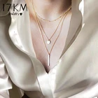 Ожерелье многослойное с бусинами для женщин и девушек, золотистого и серебристого цвета, геометрическое круглое и квадратное ожерелье 17KM в богемном стиле, трендовая бижутерия 2021