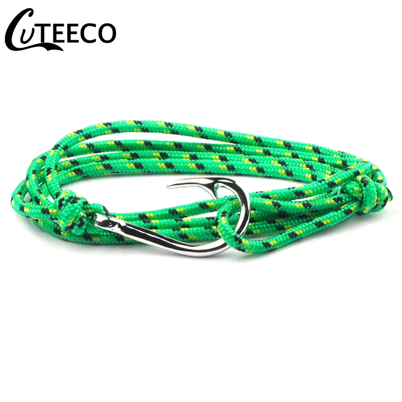 CUTEECO круглый крюк Викинги якорь браслет для мужчин многослойный веревочный браслет с крючком для рыбы pulseras надеюсь морской якорь моряк