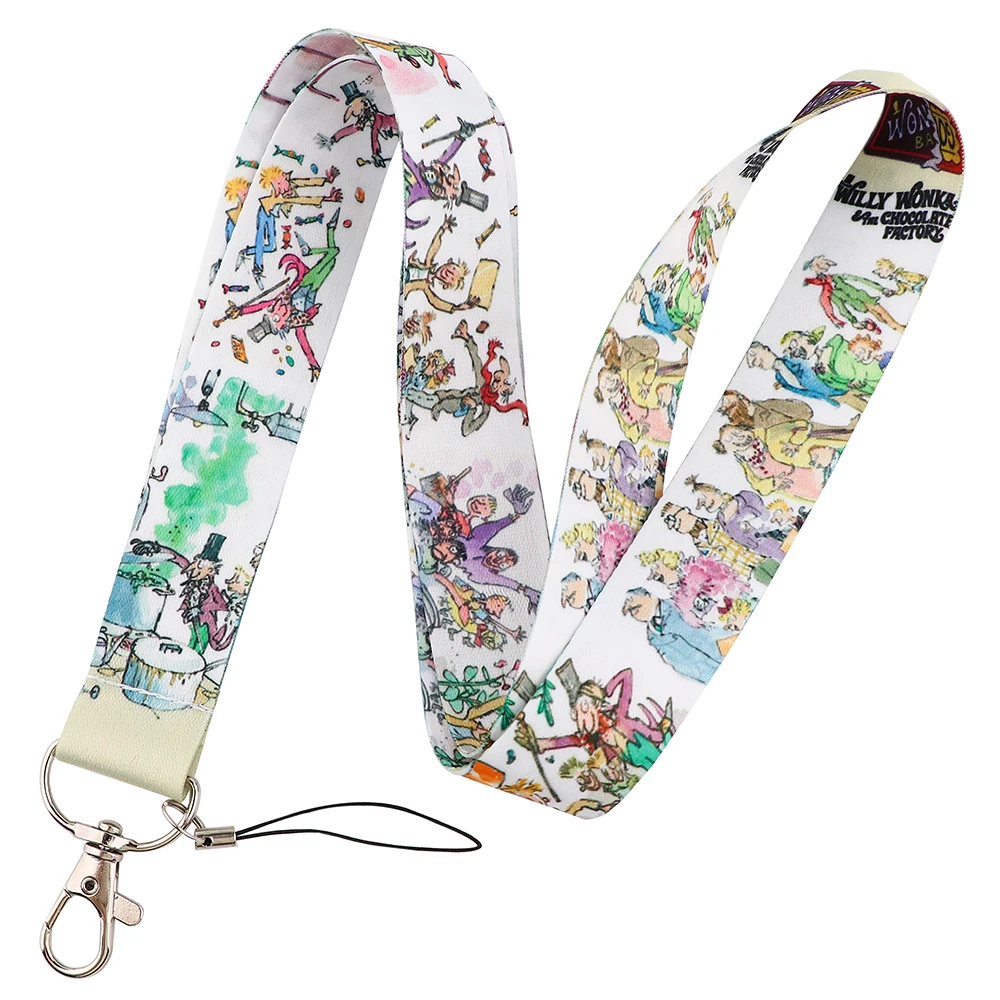 

Chocolate Factory Manga Lanyard Keychain ID Credit Card Cover Pass Mobile Phone Charm Straps Badge Holder Key Holder Accessories