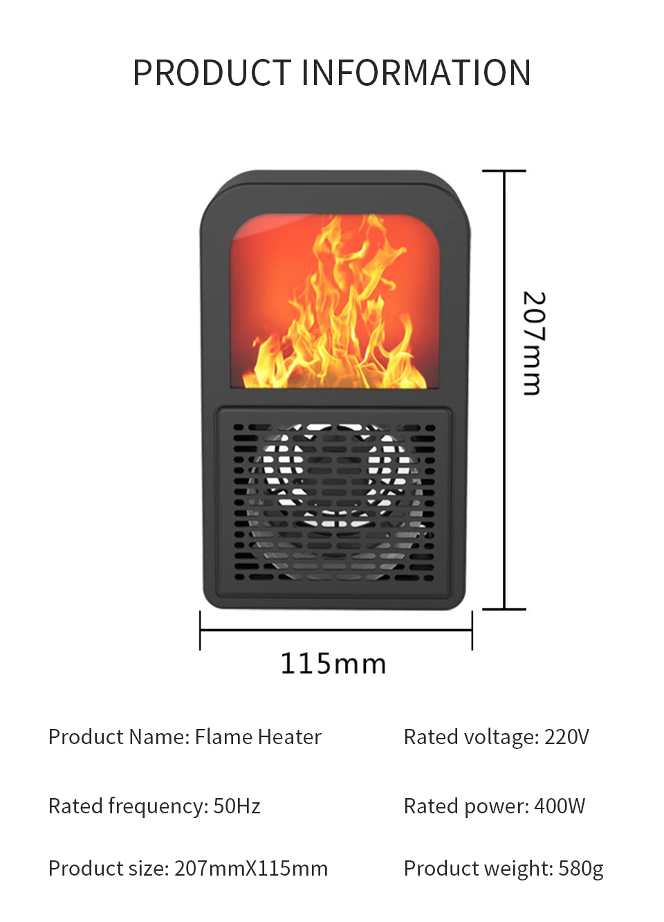 Portable 3D Flame Heater Space Home Mini Electric Heaters Heated Room Heaters Fan Small Heating Stove Radiator Machine for EU/US