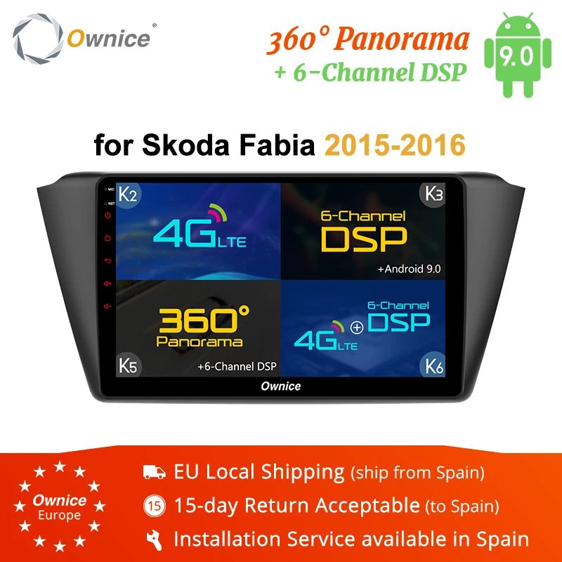 Ownice K1 K2 K3 K5 K6 Восьмиядерный Android 9,0 360 Pano ram Автомагнитола gps Navi плеер для Skoda Fabia 2 Гб ram 32 Гб 4G LTE