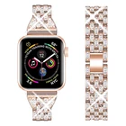 Для женщин браслет со стразами для наручных часов Apple Watch, ремешок 38 мм 40 мм 42 44 мм браслет из нержавеющей стали ремень наручных часов iWatch, ремешок серии, для детей 1, 2, 3, 4, 5, 6 лет SE
