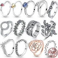 2021 new hot sale 100 925 sterling silver rings wholesale popular flower lucky rings for women jewelry making dorpshipping