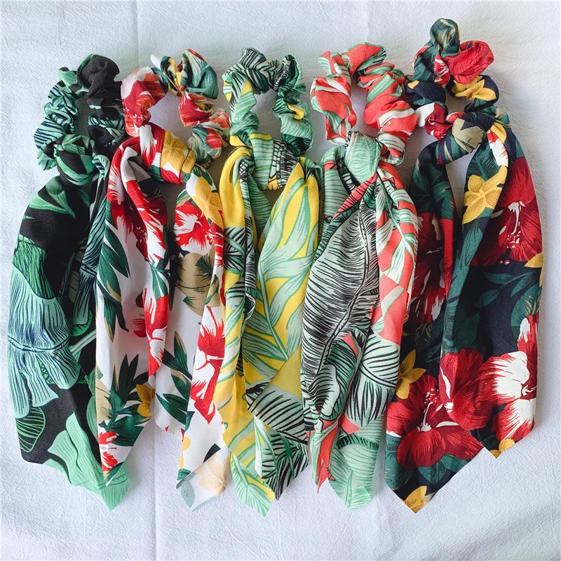 Женские резинки для волос с бантом в стиле бохо модные принтом держатель