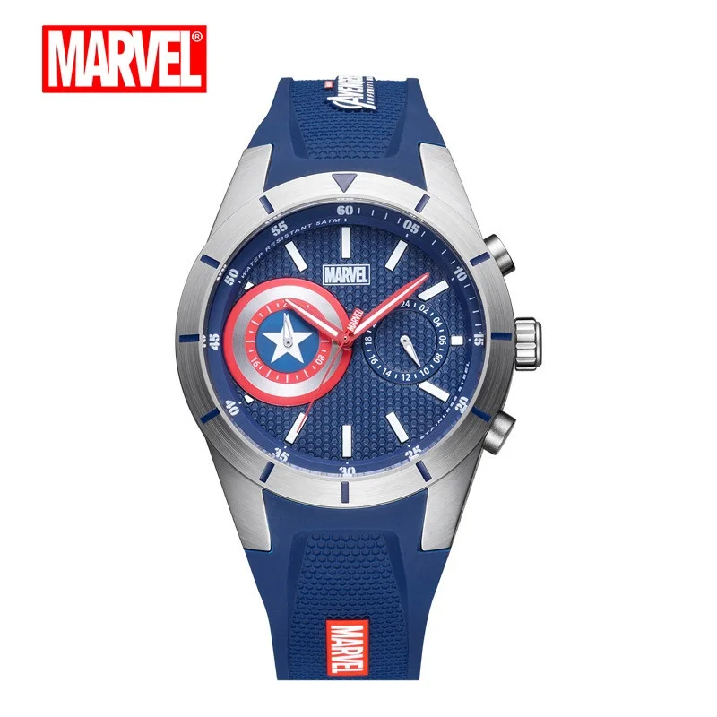 Disney Marvel Official Fashion Casual Quartz Wristwatches Capitain America Iron Man Cartoon Date Crystal Glass Luminous Hands