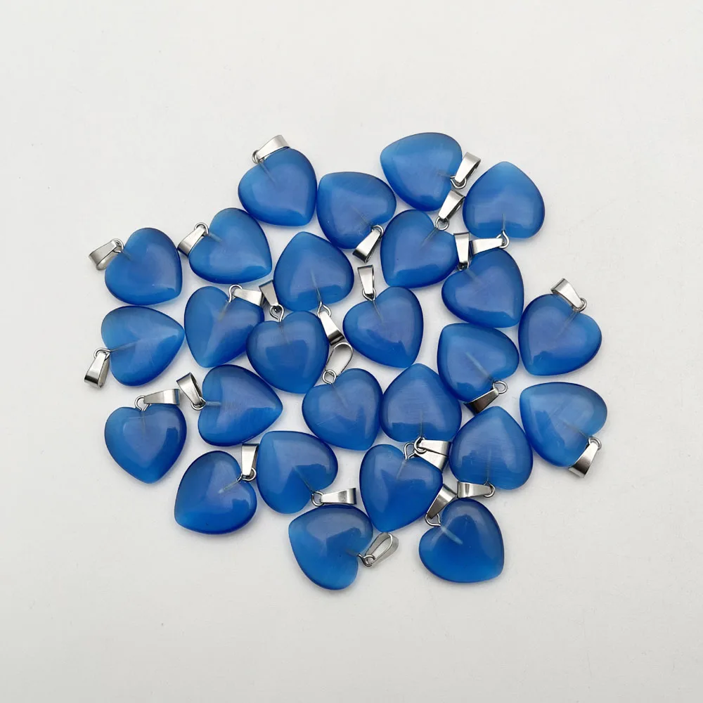 

Heart blue cat eye fashion 20MM stone pendant Necklace for Jewelry making good Charm accessories free shipping 24pc wholesale