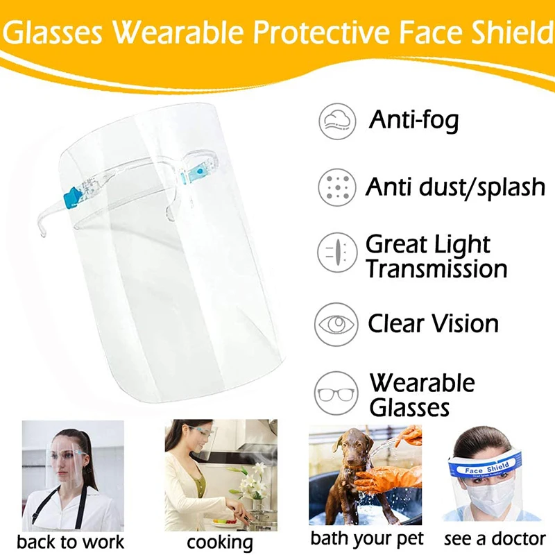 Anti-splash Face Shield Transparent Goggles Screen Mask Visor Eye Protection Glasses Anti-fog Protective Kitchen Tools | Дом и сад
