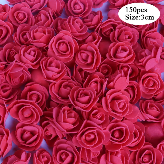 150pcs flower red Полистирол пенополистирол LEDFoam Медведь Форма искусственный цветок голова Роза DIY Мишка бант ленты Свадьба День рождения подарок декор - Цвет: 150pcs flower red