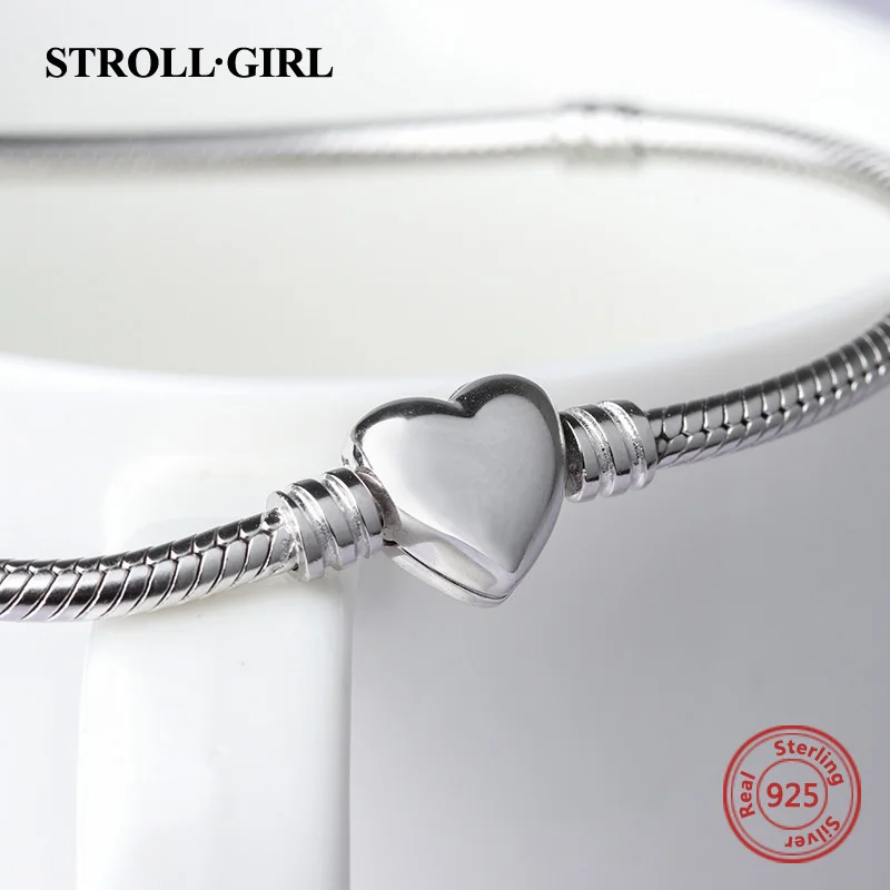 Strollgirl люкс 100% стерлингового серебра 925 пробы змея цепи DIY Pandora Шарм Аутентичные