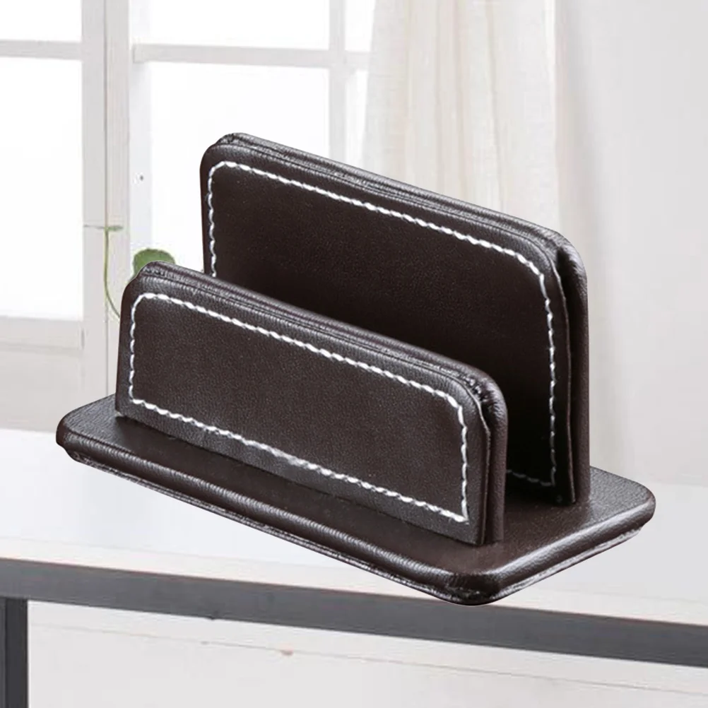 

Business Holder Display Stand PU Leather Business Case Name Holder Case (Coffee)