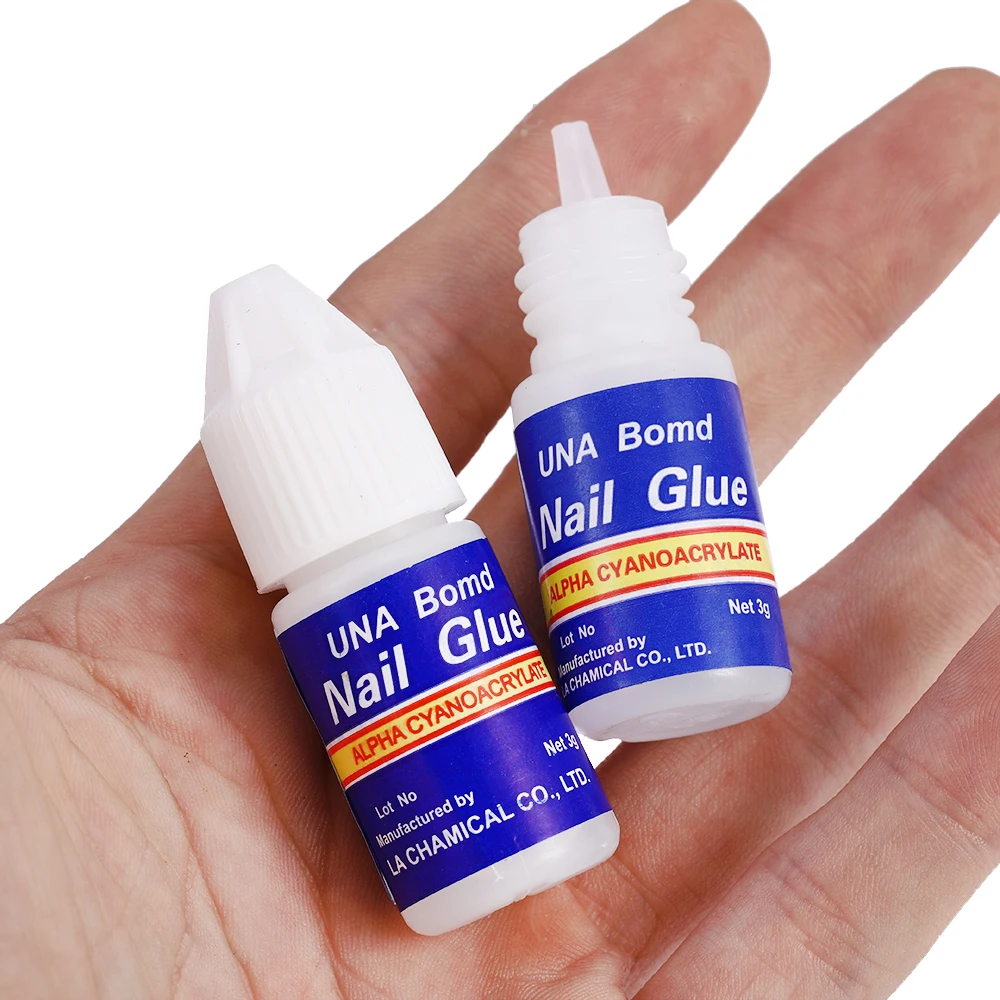 

2 Bottle / Set Nail Glue With Brush Doesn't Hurt Fingernail False Nail Glue Stick Nail Supplies Decoration Nail Tips Tools 3g