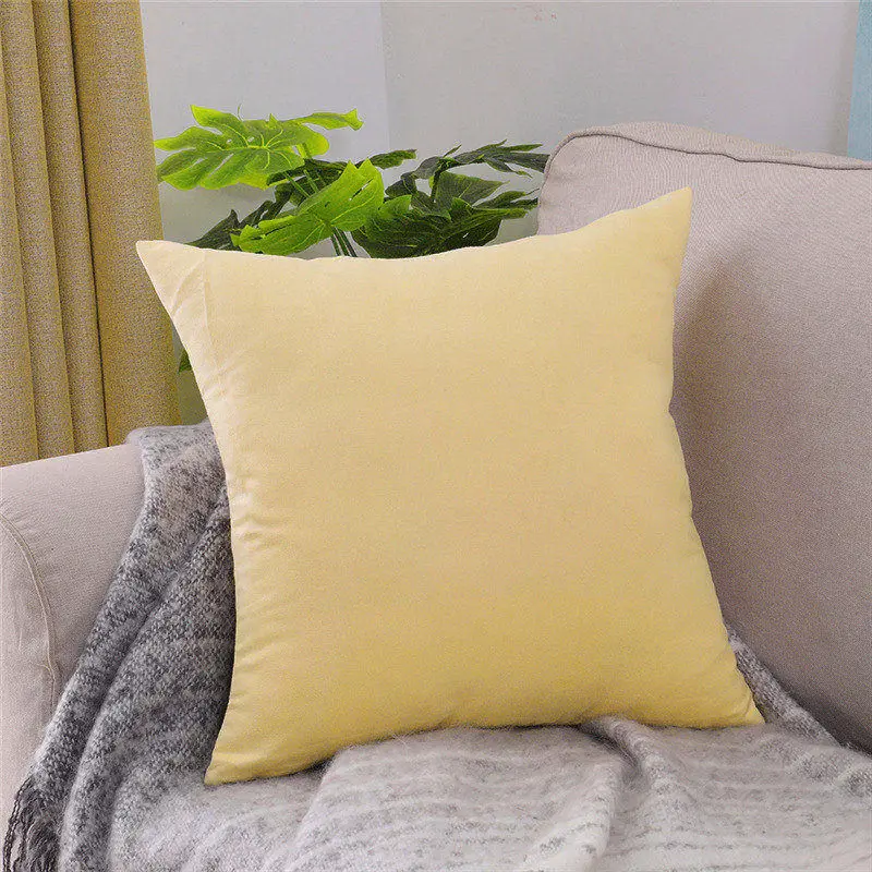 Light yellow Модный чехол для подушки на заказ замшевый однотонные Однотонная Одежда Подушка Чехол кресло для дивана домашний Декор 40/45/50/55/60/70 подарок - Цвет: Light yellow
