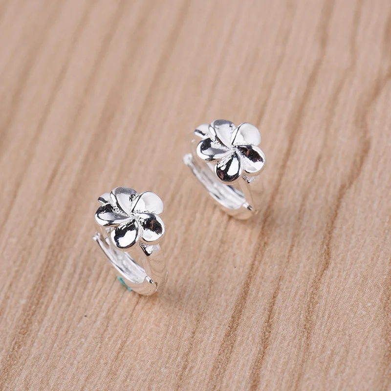 2020 Fashion Women Wholesale 925 Silver Flower Clip Earrings