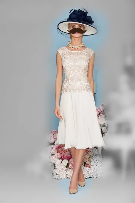 

cusom made Two Pieces Mother of the Bride Dresses Knee Length with Jacket Mother Dresses High Quality Wedding Party Evening Gown