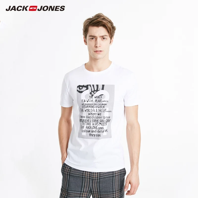 Мужская футболка с короткими рукавами JackJones 100% хлопок рисунок буквенным принтом