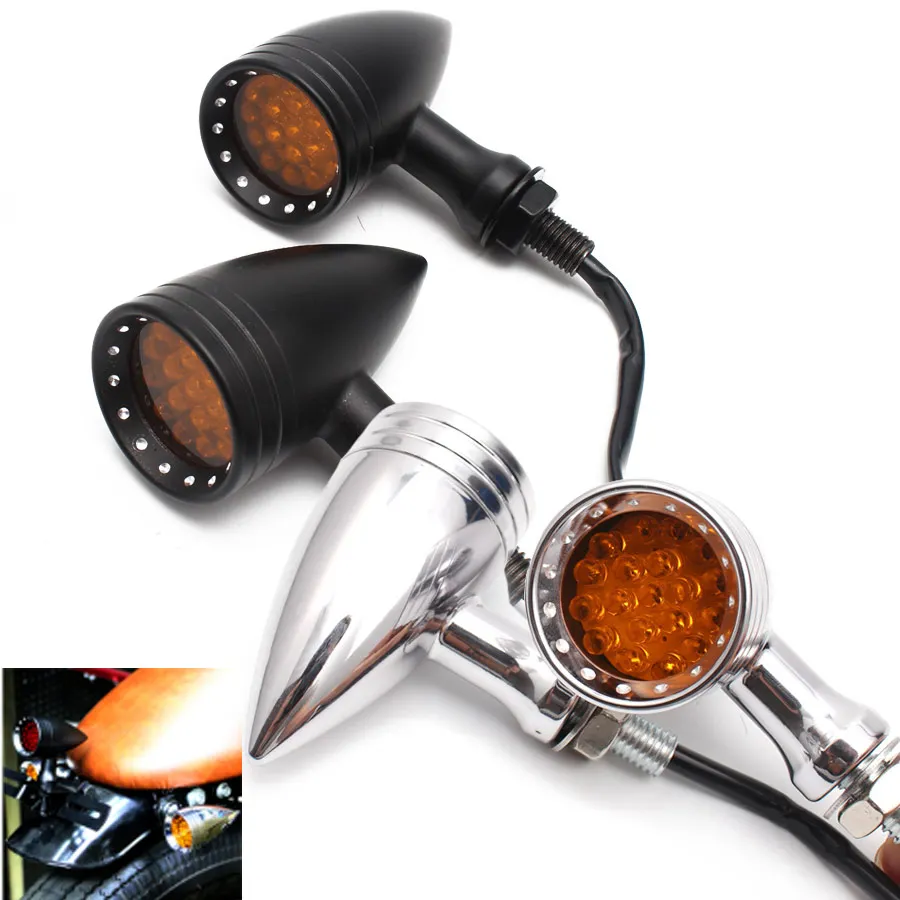 Светодиодный поворотник для мотоцикла алюминиевая пуля желтый индикатор желтая