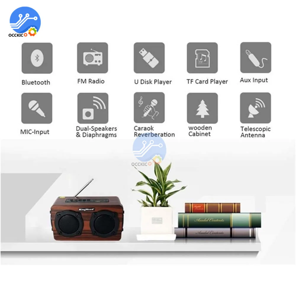 Портативная деревянная Беспроводная bluetooth колонка ретро стерео сабвуфер Hi Fi FM
