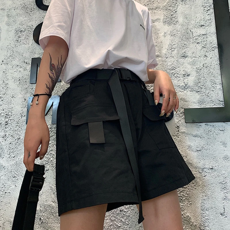 Fashion Women Military Style Cargo Shorts Elastic High Tail Short Broek New 2019 Summer Random Right | Женская одежда