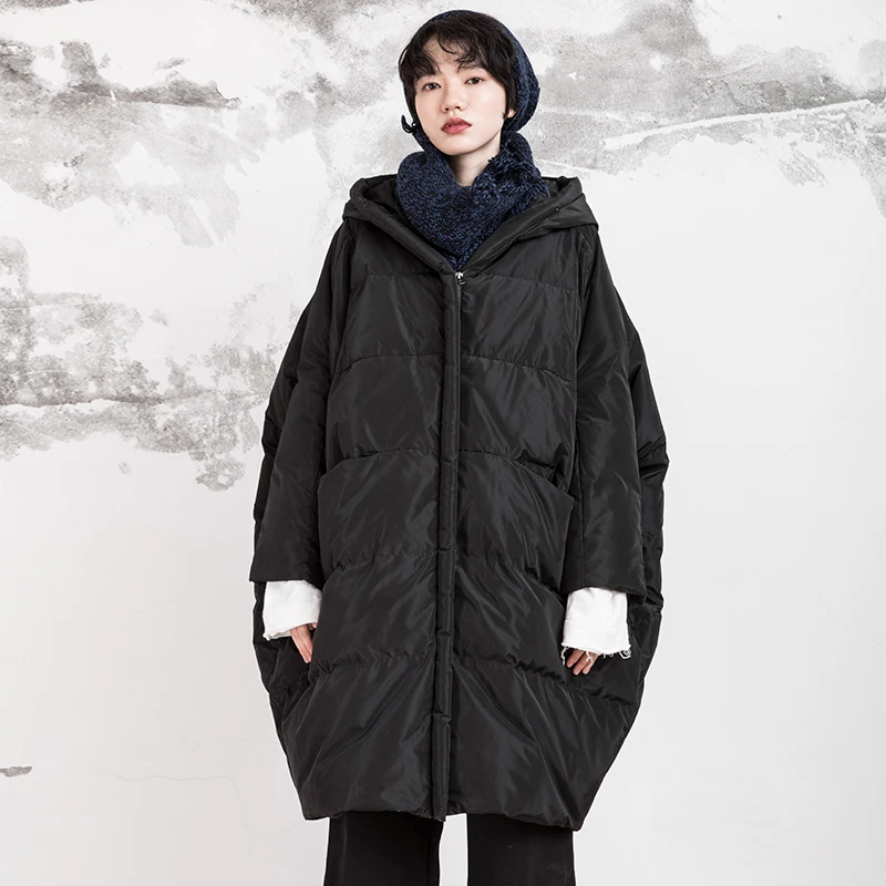 

Winter Original Design Women Thick Warm Oversized White Duck Jacket Batwing Sleeve Casual Ultra Loose Long Down Coat ropa
