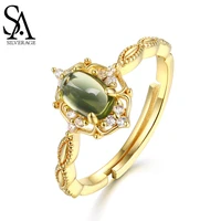 sa silverage japanese style light luxury jewelry flower retro live ring 925 sterling silver olivine ring sterling silver rings