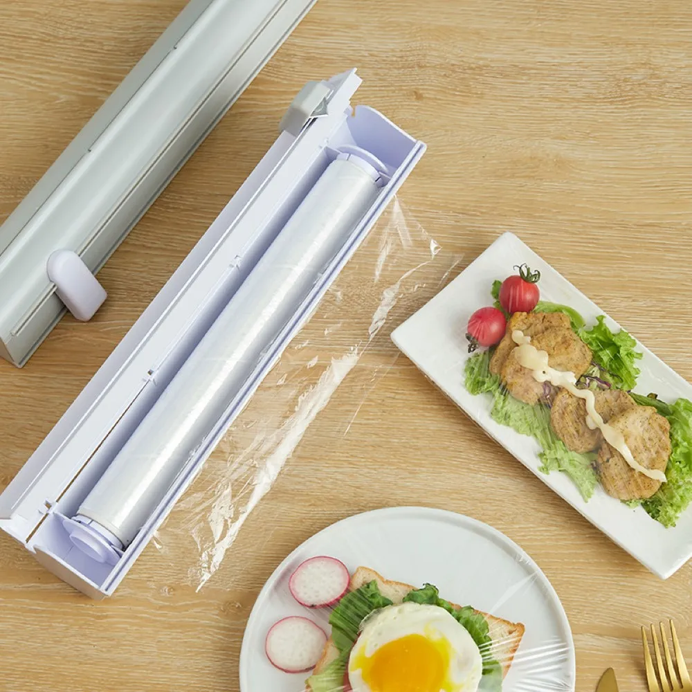 

Fixing Food Wrap Dispenser Cutter Foil Cling Film Wrap Cutting Plastic Sharp Cutter Storage Holder Kitchen Tool