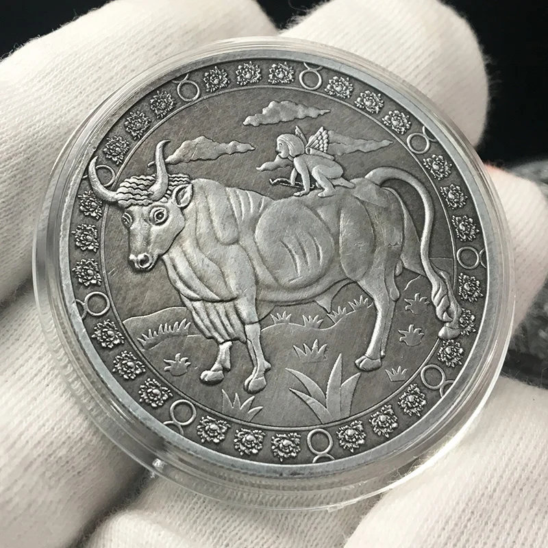 Двенадцать созвездий зодиака серебряные памятные монеты Телец Таро желание