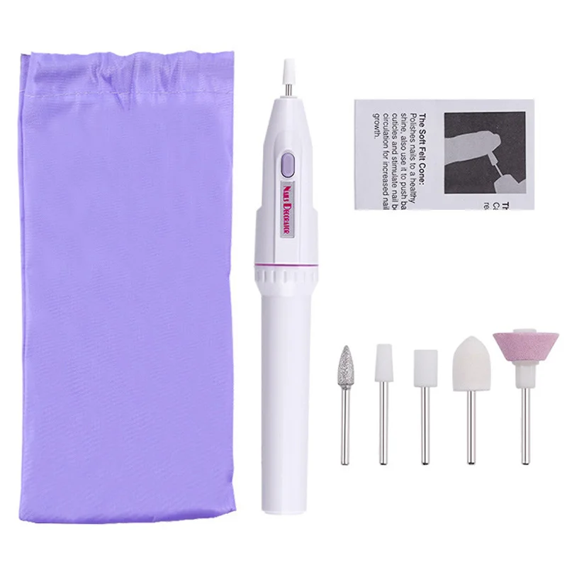 

Electric Nail Drill 5 In 1 Kit Battery Manicure Pedicure Grinding Polishing Nail Polisher Art Sanding File Pen Tools Machine