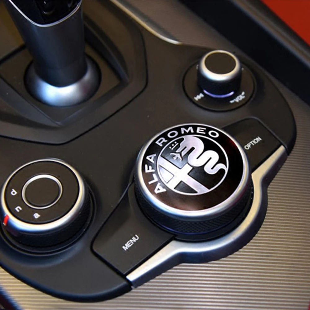 

2PCS Car Center Control Button Gear Multimedia Knob Stickers For Alfa Romeo Giulia Stelvio 4C Auto Accessories Interior Stickers