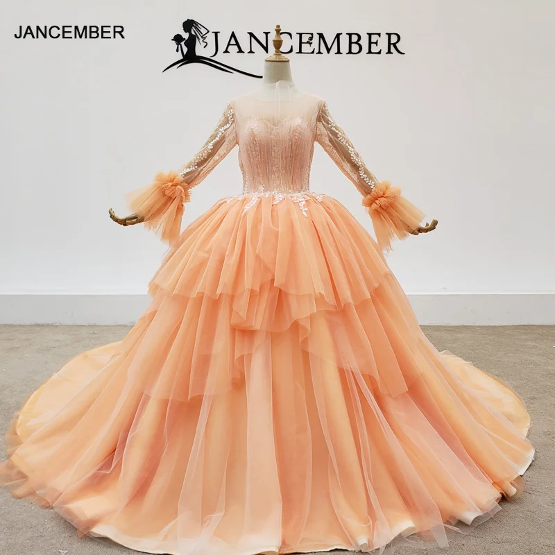 HTL1407 вечерние платья прозрачные с круглым вырезом Тюлевое длинное вечернее