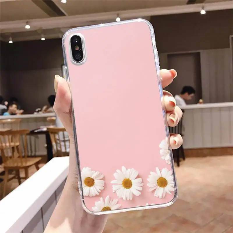 

Daisy flower painting pattern Phone Case Transparent soft For iphone 5 5s 5c se 6 6s 7 8 11 12 plus mini x xs xr pro max