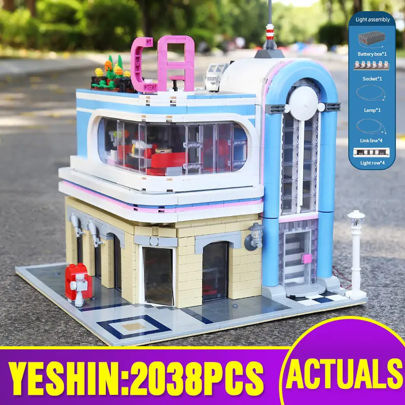 MOULD KING City Streetview Toys Compatible With MOC-32566 Downtown Diner Building Block Bricks Kids Christmas Gift Kids Toys